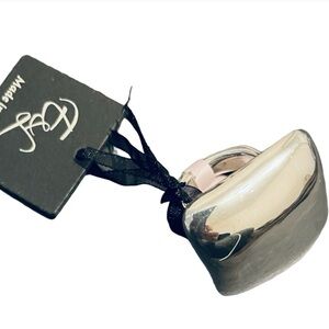 Vintage Sterling Silver Electroform Square Cushion Statement Ring | E&L Israel